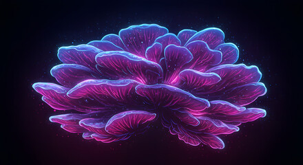 Luminous Bioluminescence: A radiant, otherworldly display of a vibrant, glowing coral, brought to life through advanced digital rendering.
