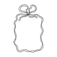 Whimsical coquette black rectangular bow ribbon frame on white background. Elegant and playful design for invitations, scrapbooking, branding, packaging, and feminine digital projects. Vector art