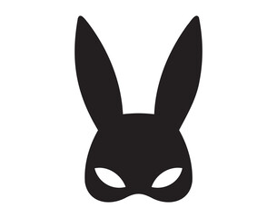 Masquerade mask of a black hare. The rabbit mask is part of an erotic outfit for cards, posters, decor or print for t shirts