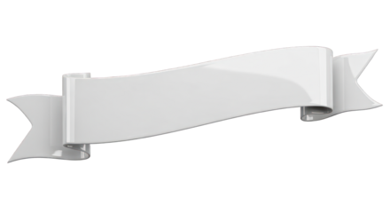 Elegant White Ribbon Banner with Curled Edges for Text Overlay.