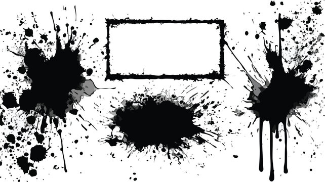 Grunge Black Ink Paint Splotch Splash Art Design Element
