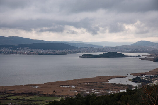 A lake on a cloudy day