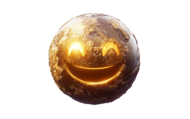 Satellite emoji orbiting planet Earth symbolizing global communication and technology concept isolated on transparent background PNG