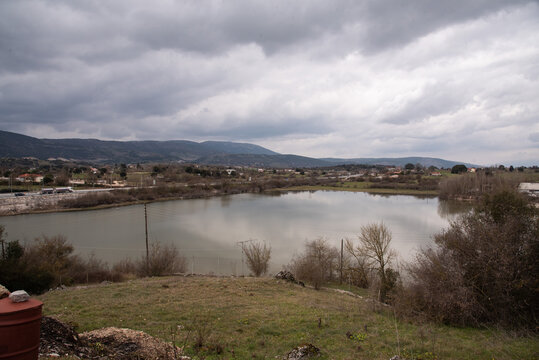 A lake on a cloudy day