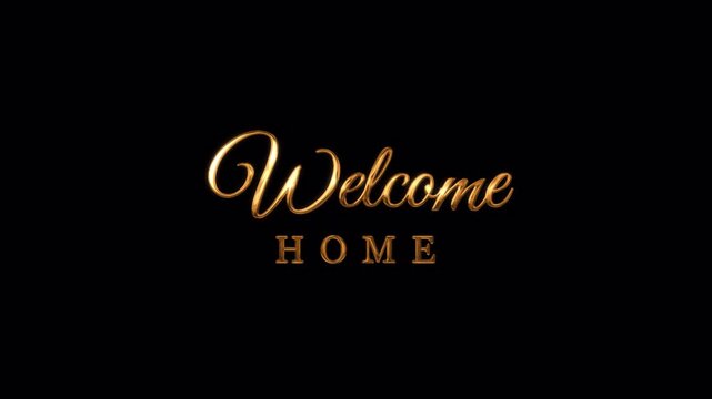 Welcome Home Text Animation Gold Effect 4K Video