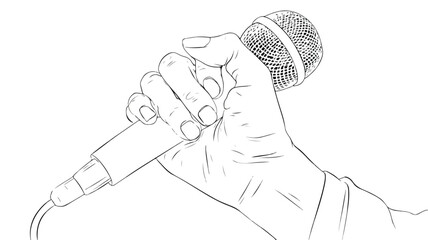 Expressive Hand Holding Microphone Outline Stylish Image