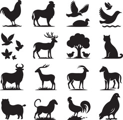A large set of animals of the world