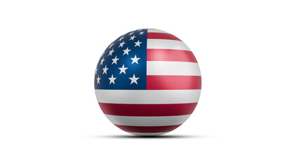 USA 3D Ball with US flag on white background PNG © Ali