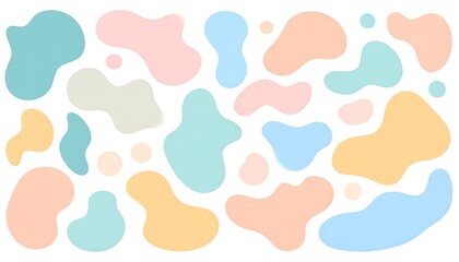 A playful pattern of various pastel-colored, abstract shapes.