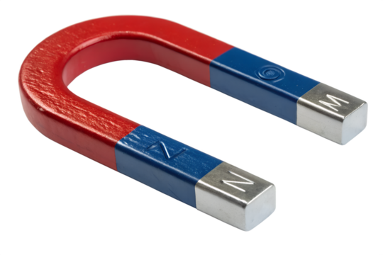 Powerful Horseshoe Magnet A Close-Up View of its Magnetic Poles