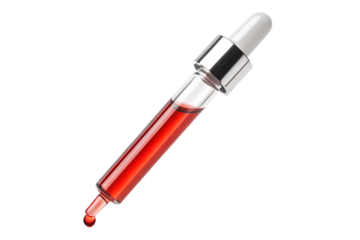 Precision Liquid Handling A Close-Up of a Glass Dropper with Red Liquid