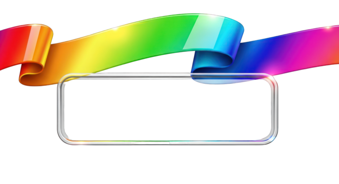Colorful Ribbon with Silver Frame Design Element.