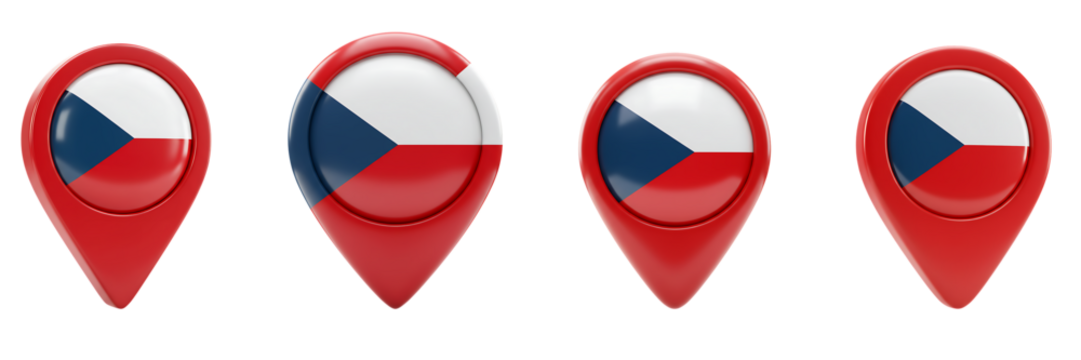 Czech Republic Flag Map Pin Icons Red White Blue Transparent Background