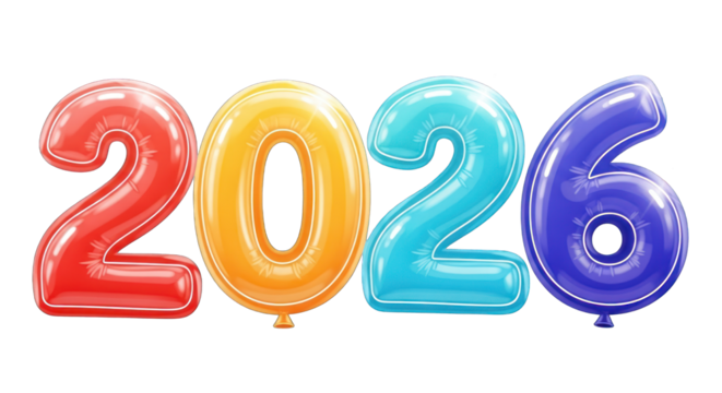 Colorful 2026 Balloon Numbers for New Year.