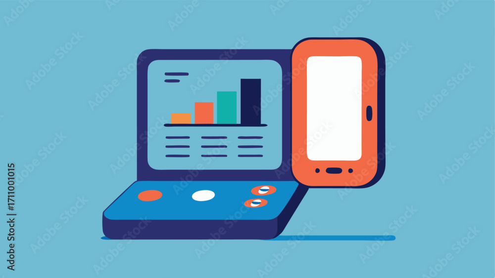 Poster Compact Design with Foldable Screen A palmsized diagnostic tool that unfolds to reveal a larger screen showing detailed health analytics depicted in the act of being unfolded.