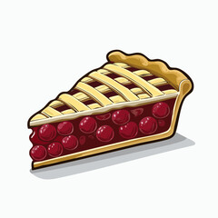 Naklejka premium Cherry Pie Slice Vector Illustration with Lattice Crust