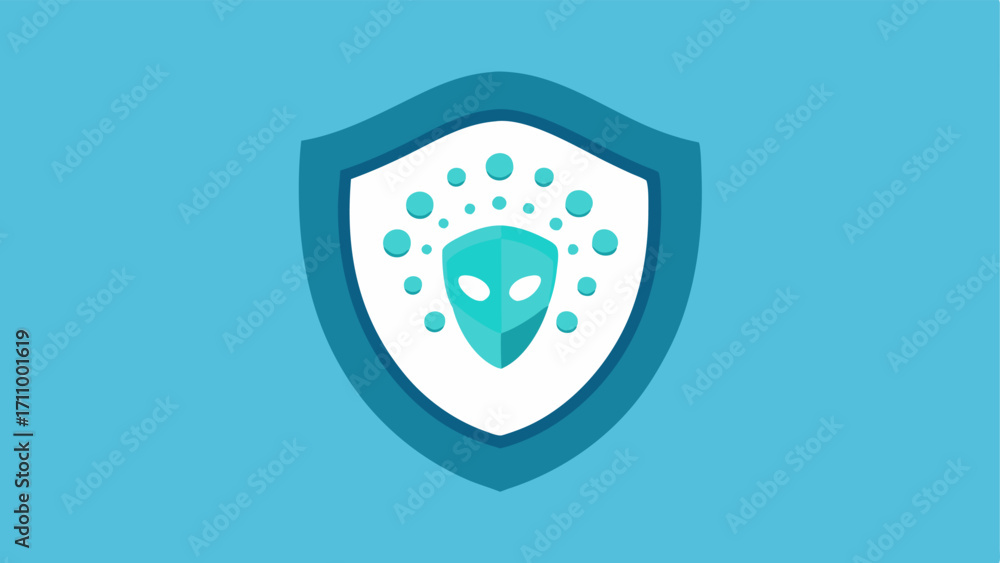 Poster exosome shield a futuristic shield icon formed from tiny circles representing exosomes enveloping a 