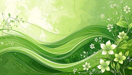 Floral spring background with flowing lines