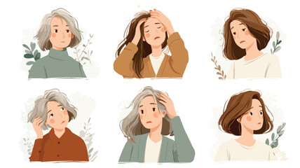 Middle-aged Woman Struggling with Increased Shedding Hair - Emotional Stress Concept