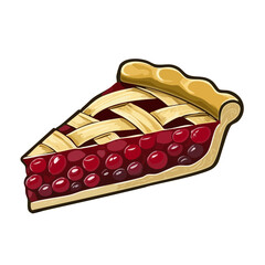 Cherry Pie Slice Vector Illustration with Lattice Crust