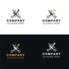 Tailor Logo Design – Sewing, Scissors, Needle and Thread Vector Icon for Textile Business