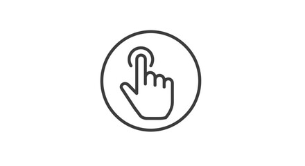 Hand icon indicating touch action on circular background  