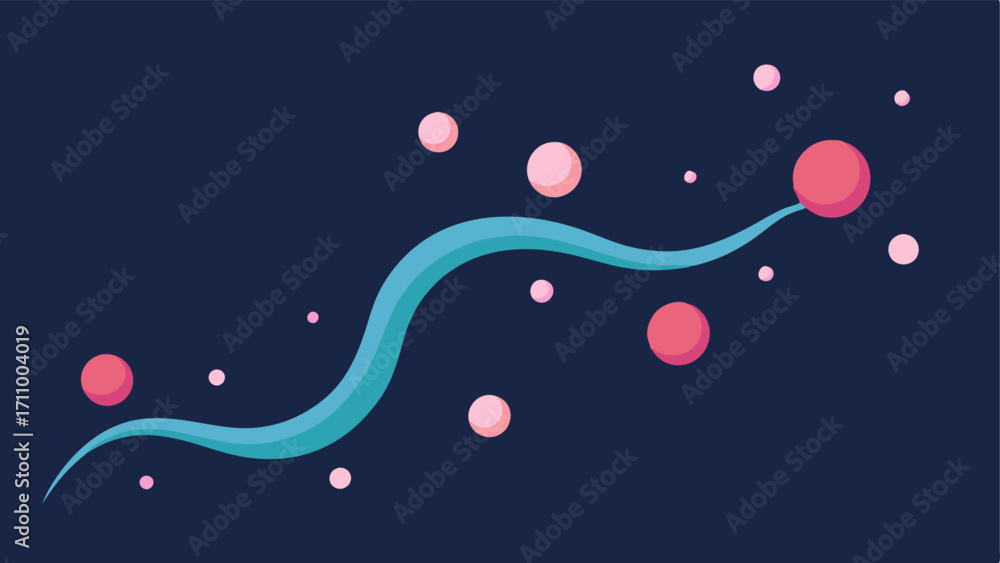 Poster Exosome Flow A flowing stream of small glowing exosomes moving towards a of skin cells symbolizing the delivery of rejuvenating signals.