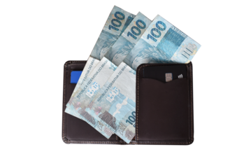 Goiânia, Brazil, September 17, 2025: Financial value of dollar and Brazilian real banknotes.