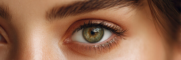 Naklejka premium Beautiful Eye With Glittery Makeup and Green Iris