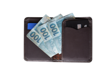 Goiânia, Brazil, September 17, 2025: Financial value of dollar and Brazilian real banknotes.