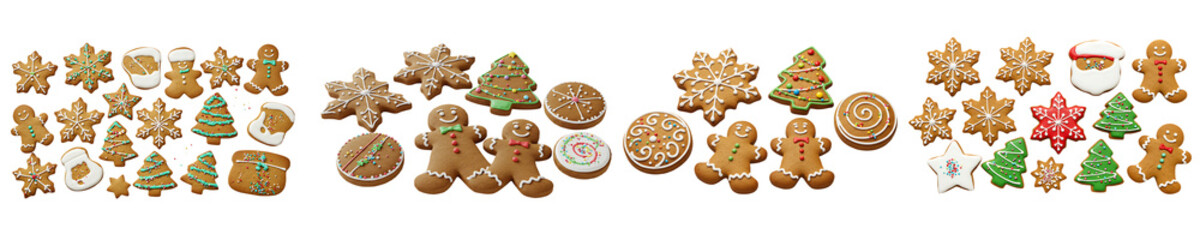 Fototapeta premium Assorted Christmas Cookies Collection Transparent Background