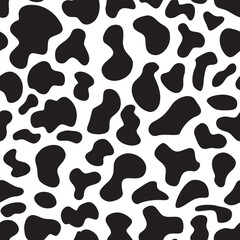 seamless black and white cow pattern vector. Cow print. 