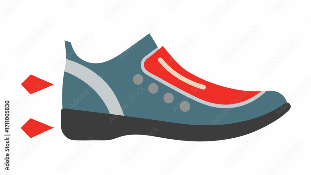 Poster cushioned insole a side view of an adaptive shoe with a thick cushioned insole alongside arrows demo