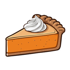 Pumpkin Pie Slice Vector Illustration with Whipped Cream Topping