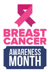 Breast Cancer Awareness Month. Pink october. Pink ribbon. Woman healthcare. Celebrate annual. Medic concept. Girl solidarity. Cancer prevention. Female disease. Poster, banner and background. Vector