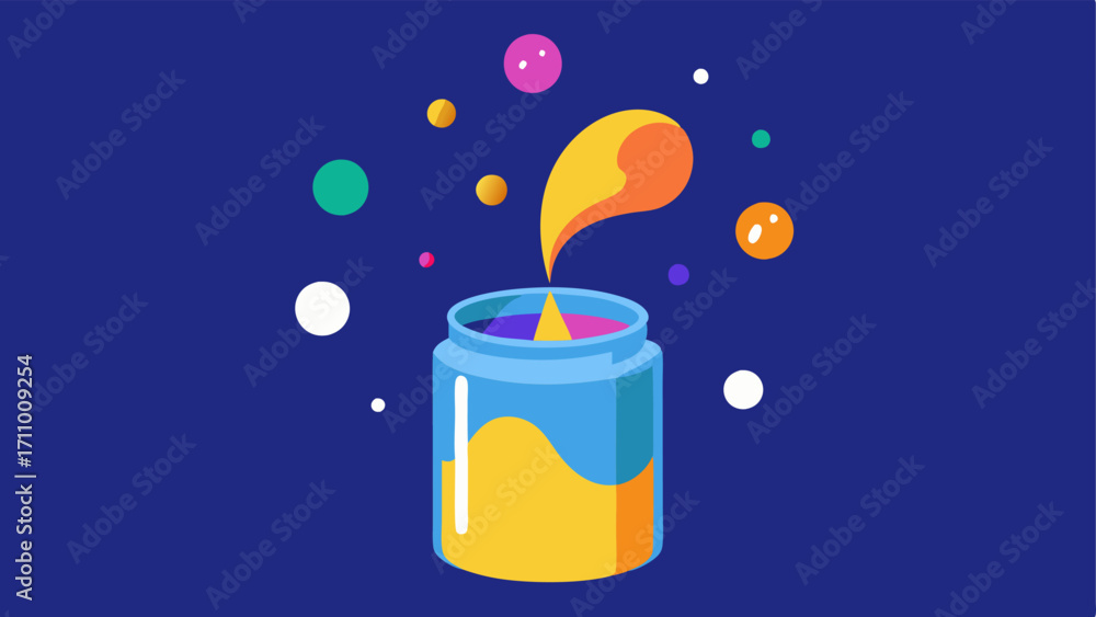 Poster cream jar with nanoparticles an artistic representation of an open cream jar with colorful dynamic n