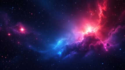 Fototapeta premium Colorful cosmic cloud formation with stars and vibrant colors shining against a deep dark space background