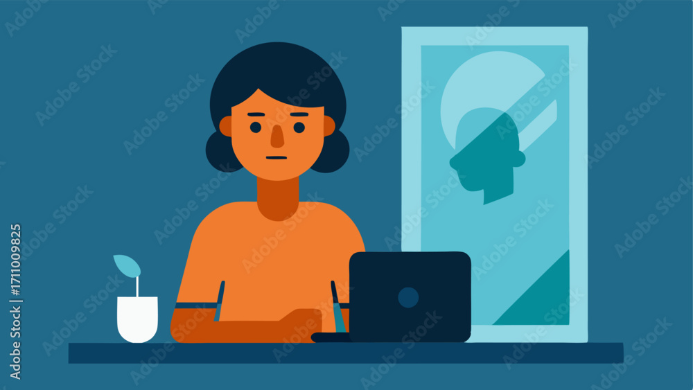 Poster adjustment process an illustration showing a person in front of a mirror adjusting the settings on t