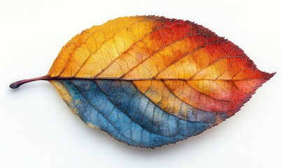 Vibrant autumn leaf on white background