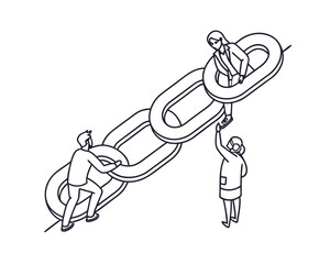 Teamwork and Collaboration Shown by People Connecting Interlocking Chain Links Business Connection and Partnership Concept Creative Illustration