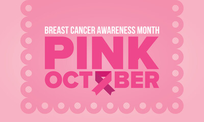 Breast Cancer Awareness Month. Pink october. Pink ribbon. Woman healthcare. Celebrate annual. Medic concept. Girl solidarity. Cancer prevention. Female disease. Poster, banner and background. Vector