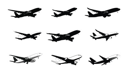 Collection of Airplane Icon Logo Set Vector Illustration for Aviation Designs
