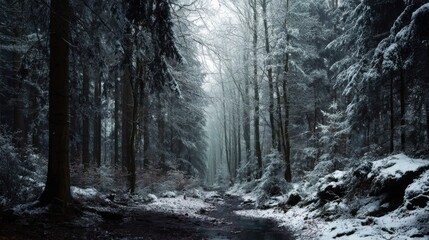 Obraz premium Snowy forest path