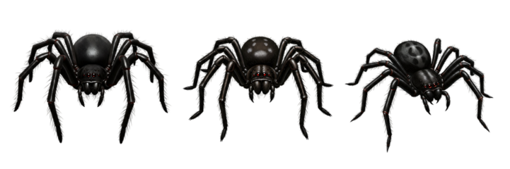 Black spider creepy insect isolated on transparent background