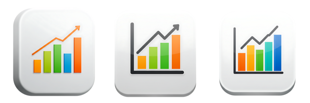 Business Growth Chart Icon with Colorful Bars and Arrow Transparent Background - Powered by Adobe