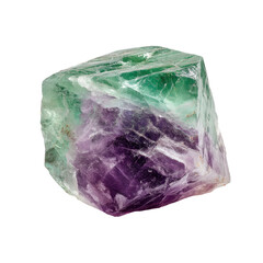 Fototapeta premium Close-up of a vibrant, multifaceted, cubic mineral. Purple-green hues. Rough texture