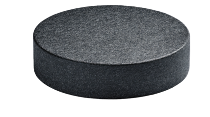 Dark gray disc, studio shot, clean background, product mockup