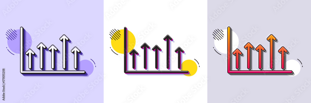 Poster growth chart line icon. halftone dotted pattern. gradient icon with grain shadow. financial graph si