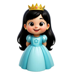 Smiling Little Princess Clipart in Royal Gown and Tiara Fairytale Character Design.eps