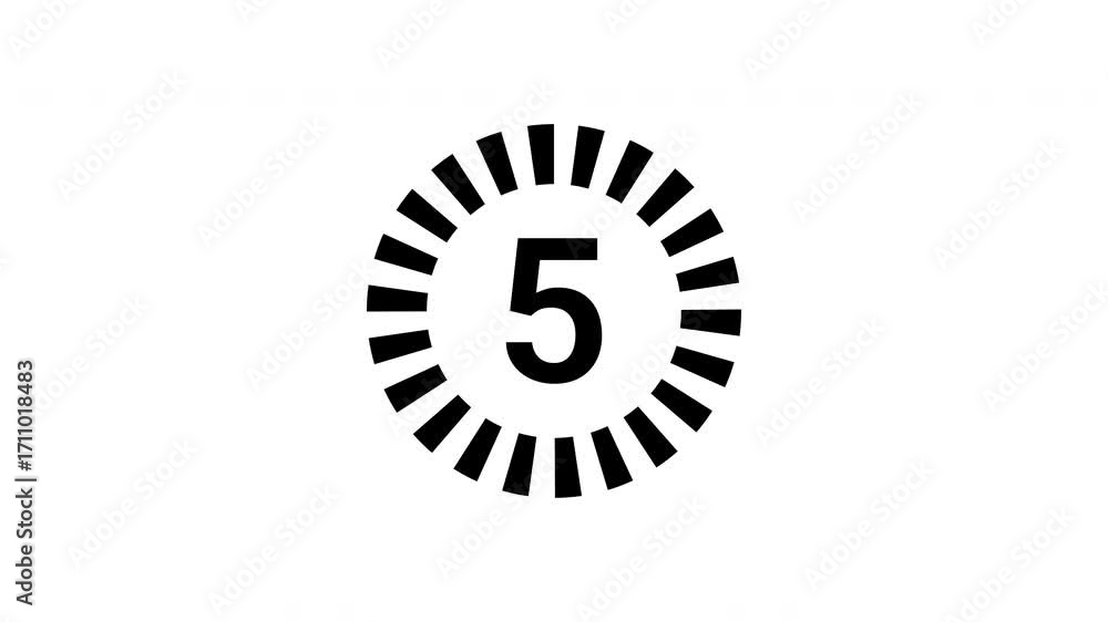 Poster 5 second countdown timer, 5 to 0 countdown simple, clean & loopable animation video,